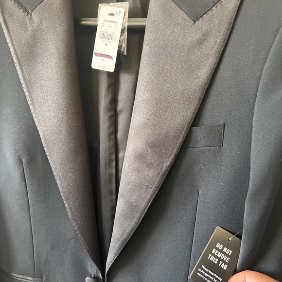 Express extra slim Black wool-blend Tuxedo Jacket - Picture 10 of 11